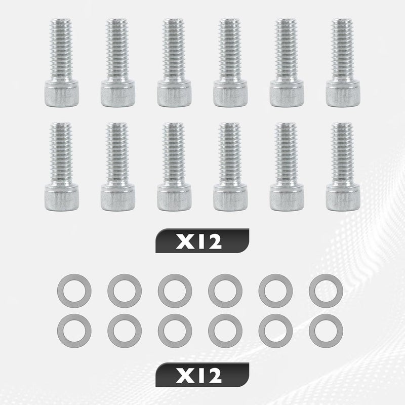 CHENACC Exhaust Header Bolts and Washers Kit 1” 3/8-16 Compatible with Ford Small & Big Block V8 Engines 260 289 302 351W 351C 352 390 428 429 460 FE 5.0L Mustang Header Stud Kit Bolts Valve Cover - Image 4